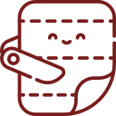 Icono de un caracol sonriente con una herramienta de costura, representando la artesanía y el diseño textil. Ideal para temas de manualidades y creatividad.